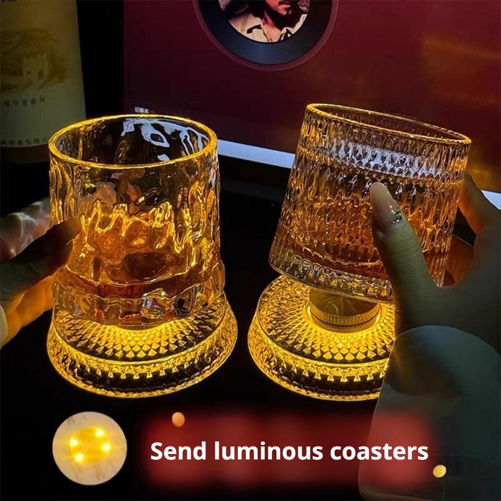 Old Fashioned Glass - 360 ° Draaiende whiskyglas met LED-verlichting,