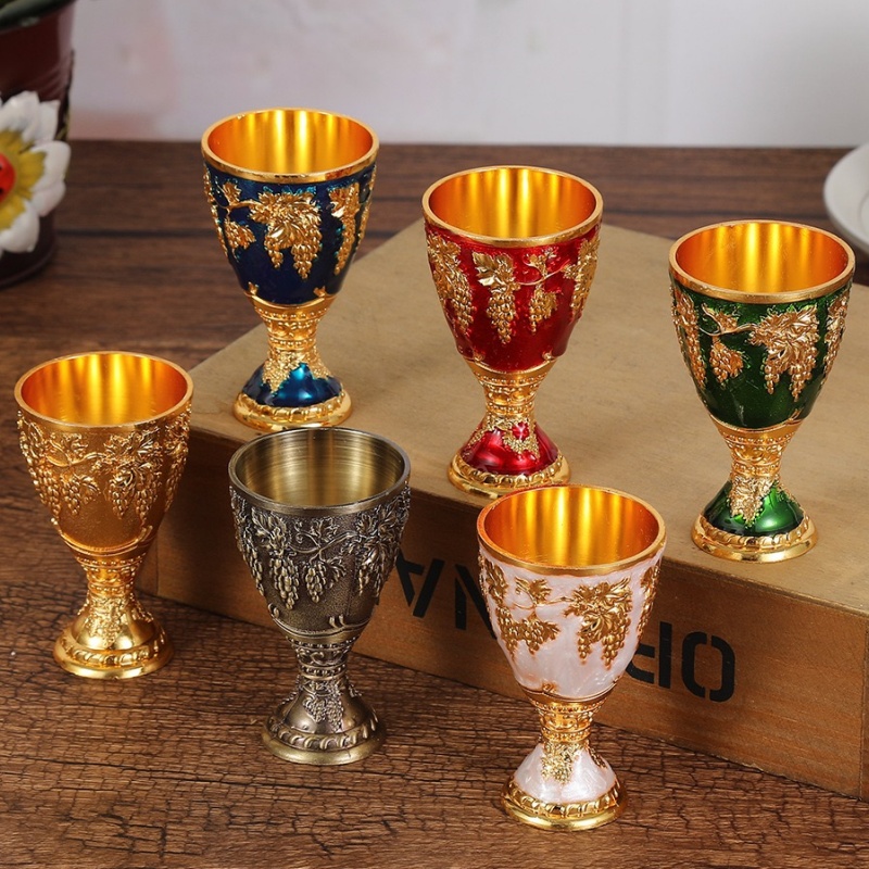 Old Fashioned Glass - Europees wijnglas, legering vintage draagbare witte