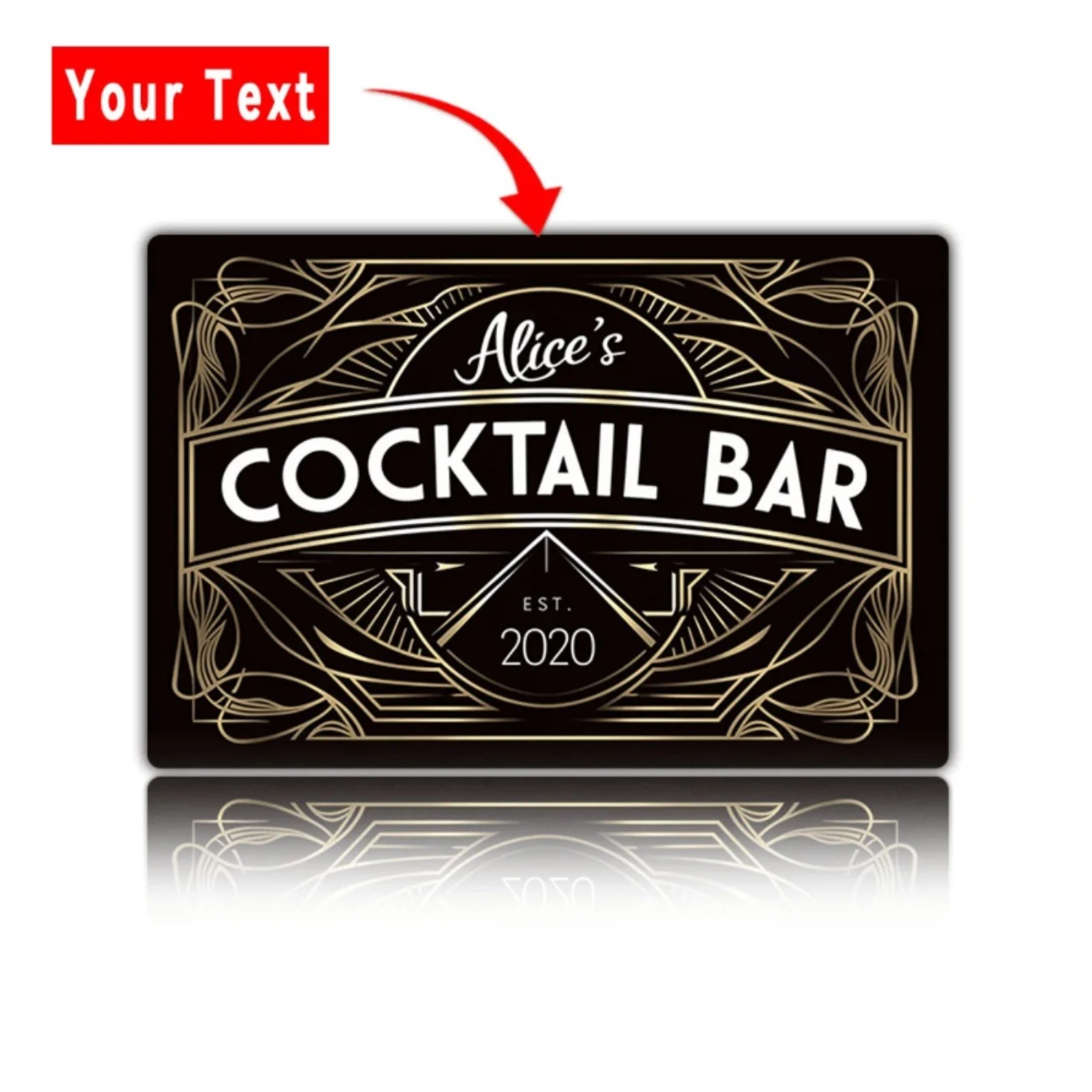 Home Bar Signs - Gepersonaliseerde Art Deco Metalen Wandbord met
