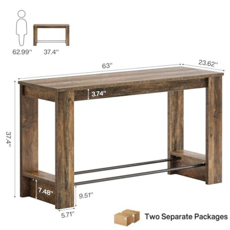 63'' Bartafelset van 2, Tafel  - Home Bar And Counter recensie en prijs