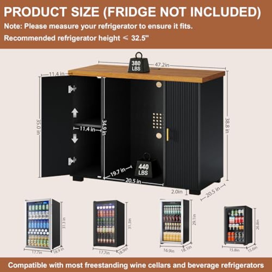 47 cm hoge koffiebar-kast met  - Home Bar And Fridge recensie en prijs