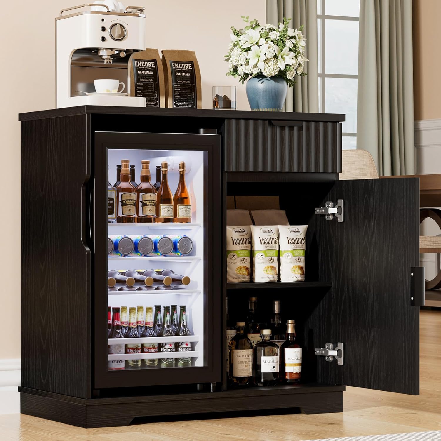Gecanneleerde koffiebar-kast m - Home Bar And Fridge recensie en prijs